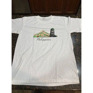 VTG Deadstock NWOT Philippines TShirt Single Stitch Cagsawa Church Mayon Volcano